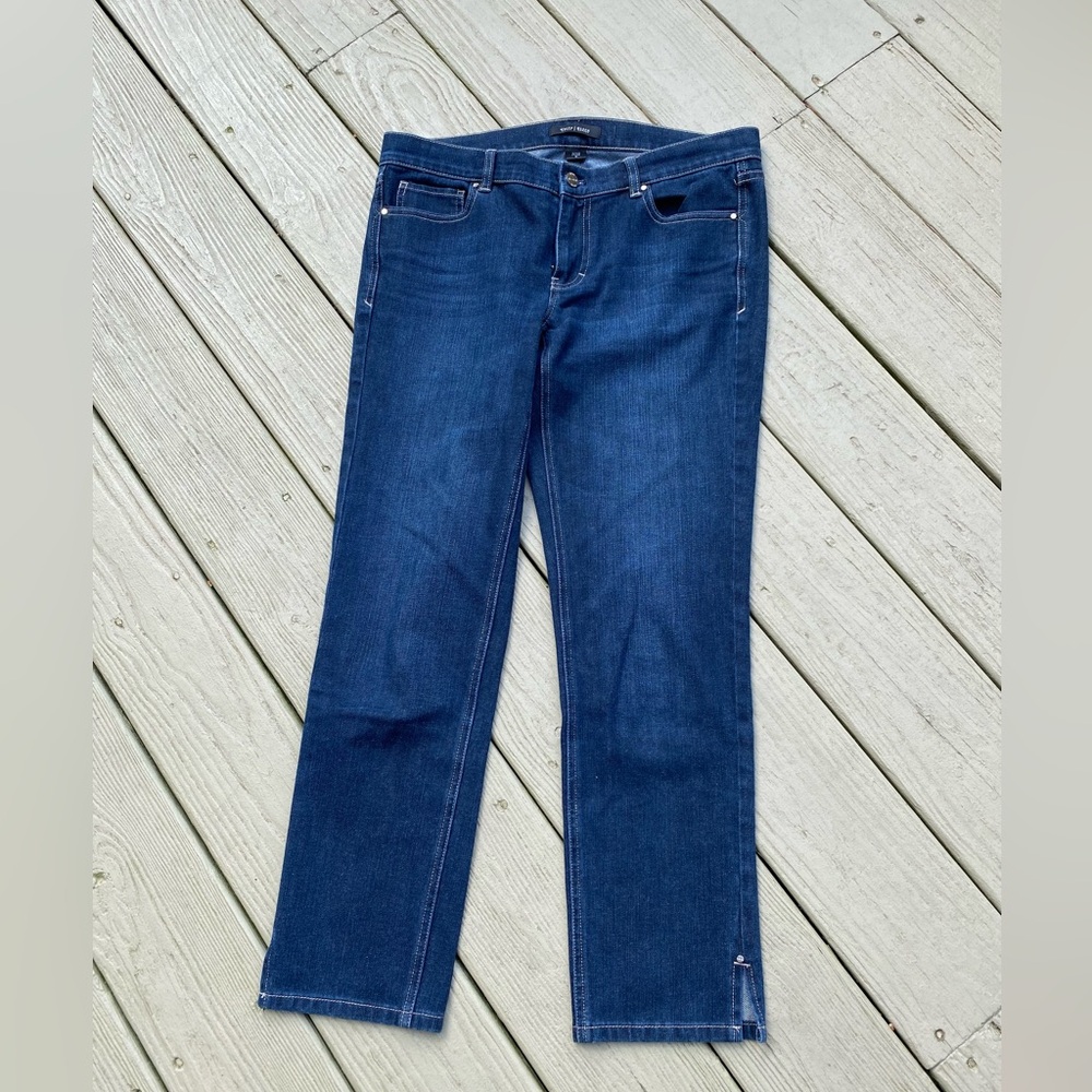 WHBM Classic Blue Denim NOIR Ankle Jeans, Size: 8